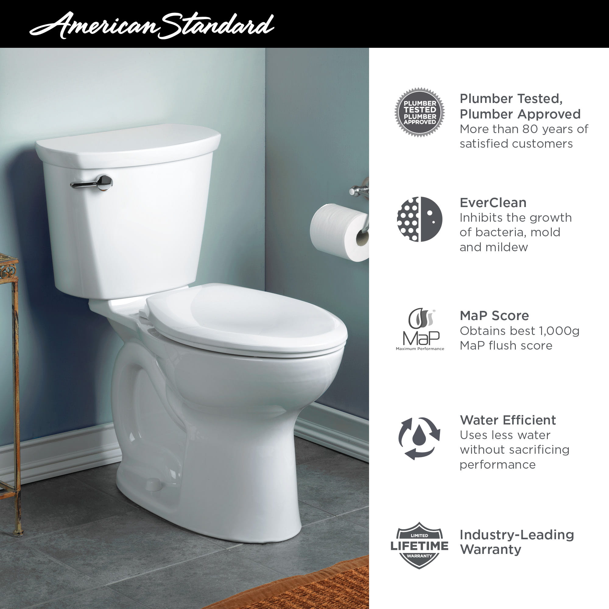 Cadet® PRO Two-Piece 1.6 gpf/6.0 Lpf Chair Height Elongated 10-Inch Rough Toilet Less Seat
